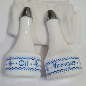 Vintage Pyrex Snowflake Blue Cruets